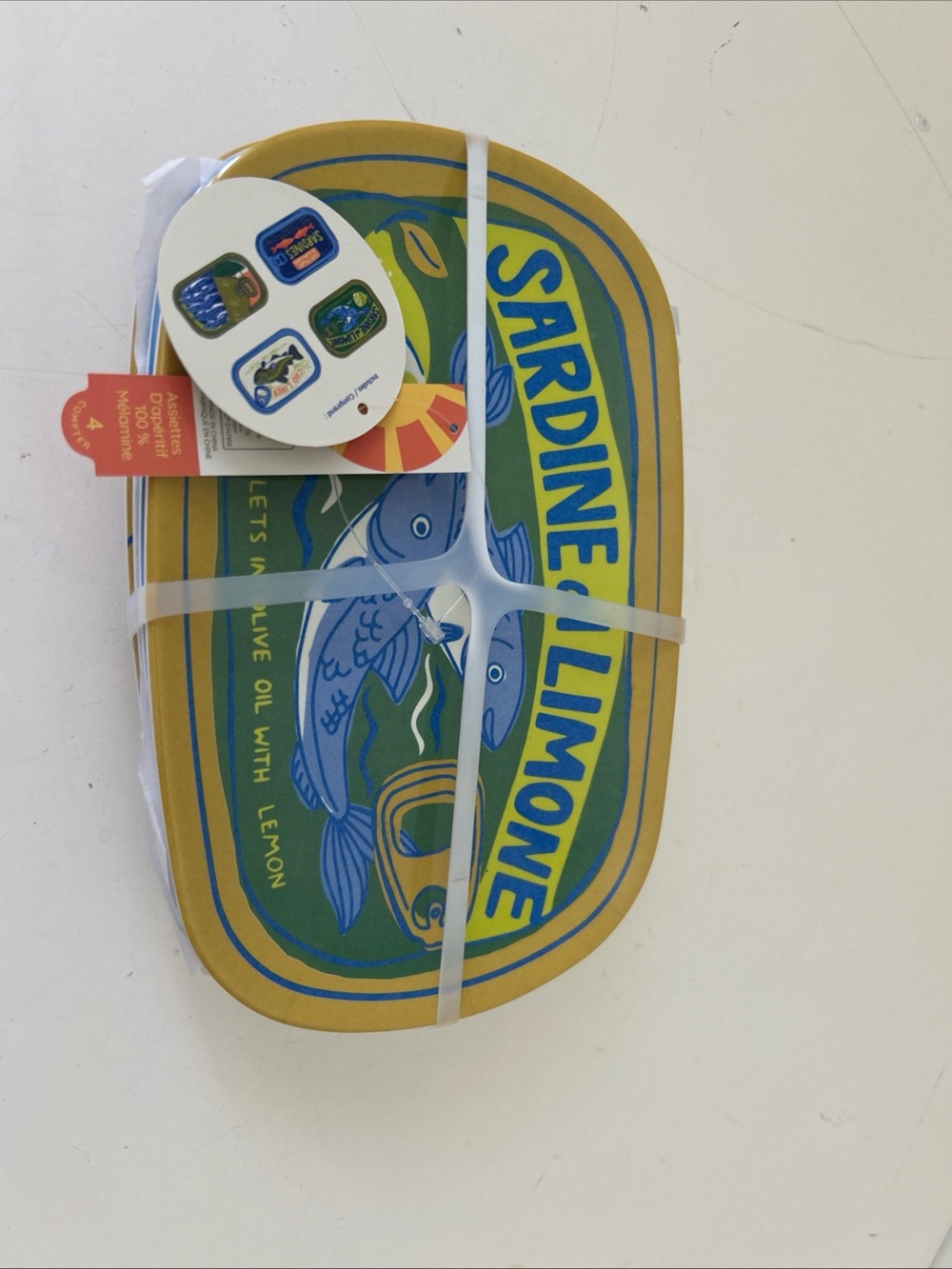 Set of 4 Vintage-Style Sardine & Fish Appetizer Trays Coastal Life Melamine NEW - Picture 15 of 15
